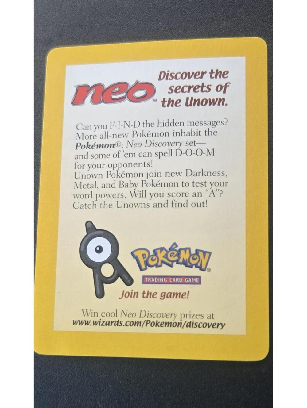 Neo Discovery Pokemon Trading Card Game Promo Card Insert